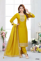 Joban Fashion Muslin Silk Gold Color Kurta Set | Grocsy