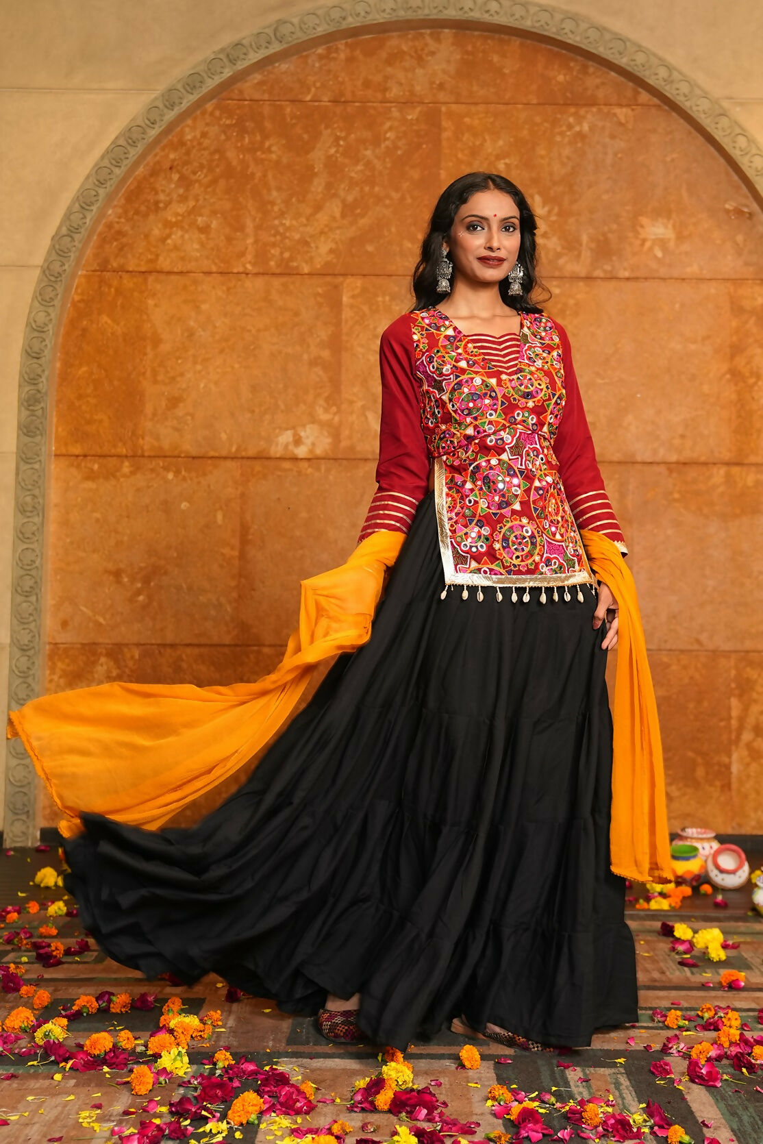 AI Fashion Black Crepe Designer Navratri Wear Lehenga Choli Collection | Grocsy