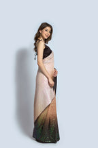 Vegaa Fashion Cream Vichitra Silk Embroidered Party Wear Saree | Grocsy