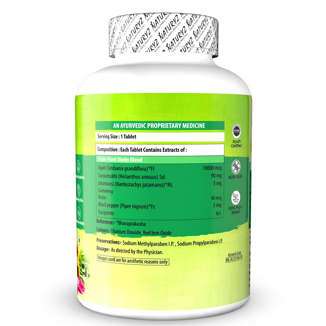 Naturyz Veda Triple Plant Biotin For Hair Growth Tablets | Grocsy