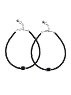 VOJ Women Black Color stainless steel Anklet