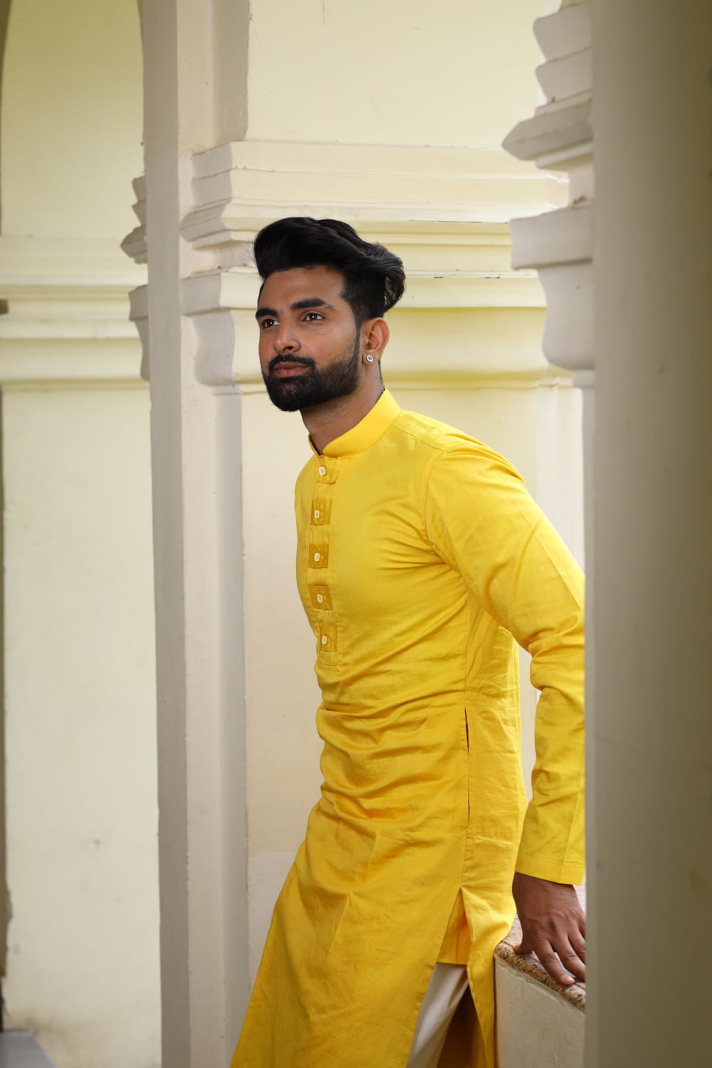 Nilay Yellow Designer Men's kurta by Hilo Design | Grocsy