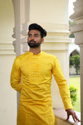Nilay Yellow Designer Men's kurta by Hilo Design | Grocsy