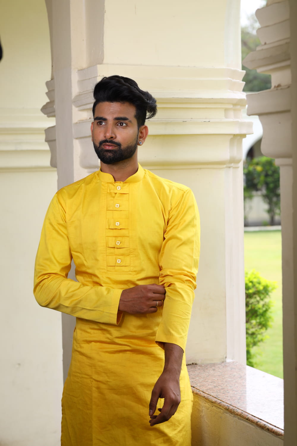Nilay Yellow Designer Men's kurta by Hilo Design | Grocsy