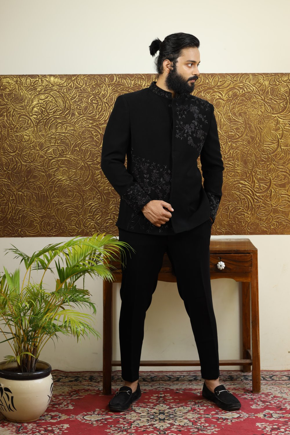 Chival Bandhgala Designer Men's Indo Western by Hilo Design | Grocsy