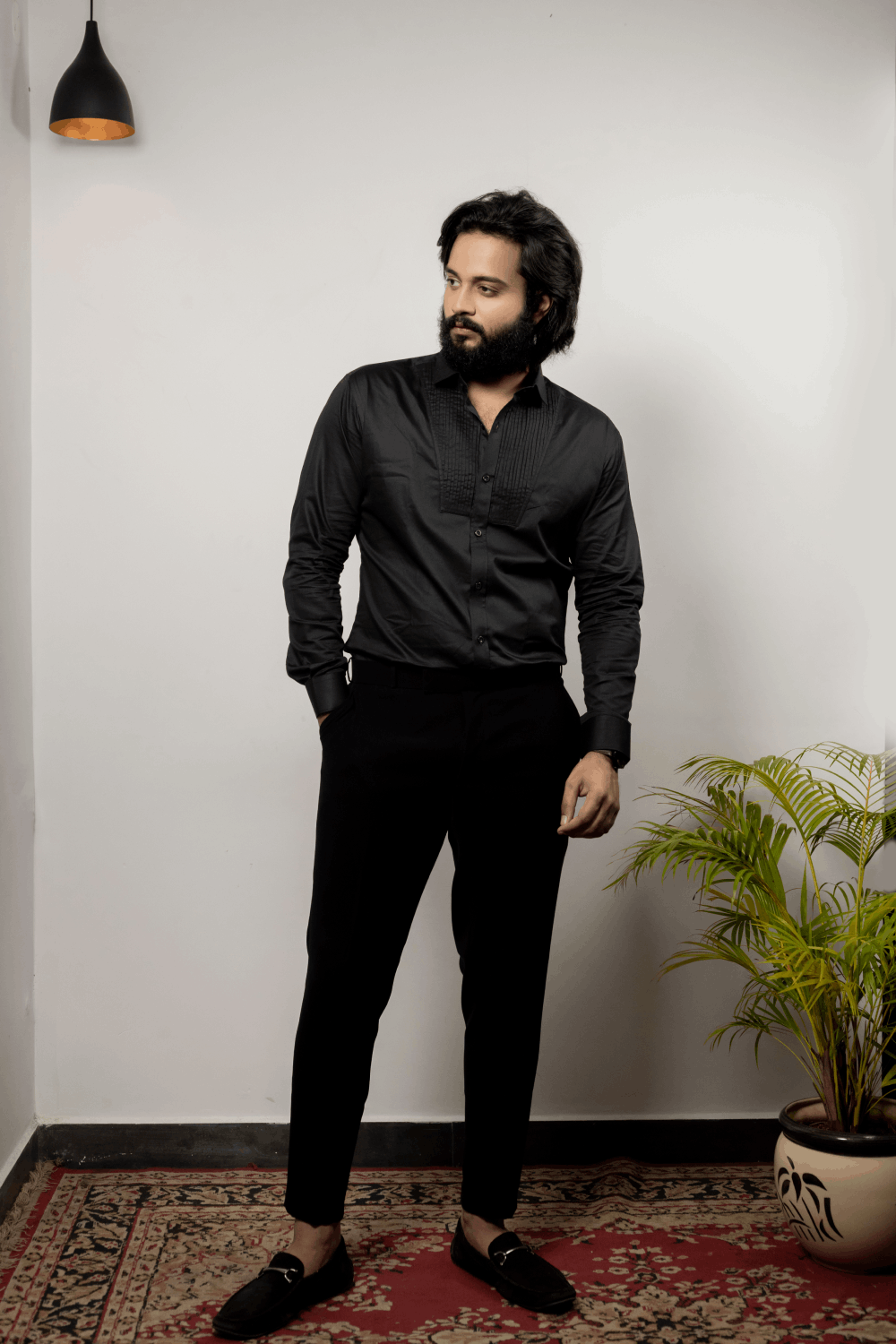 Black Pintuck Shirt by Hilo Design | Grocsy