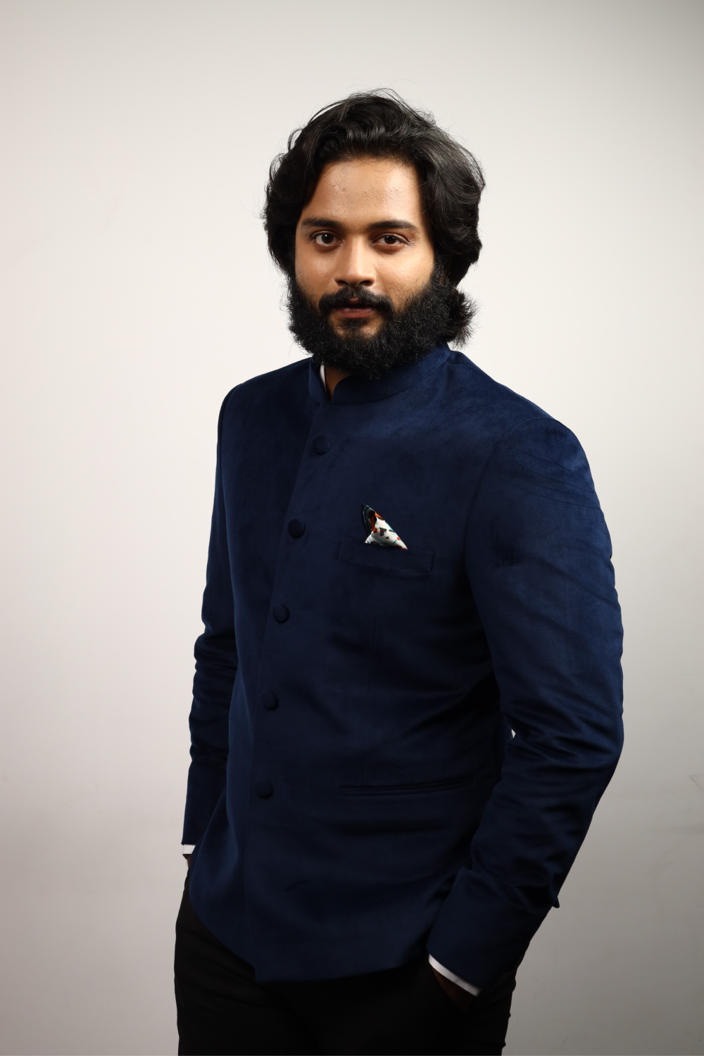Blue Crude - Bandhgala Designer Men's Jacket by Hilo Design | Grocsy