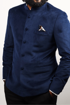 Blue Crude - Bandhgala Designer Men's Jacket by Hilo Design | Grocsy