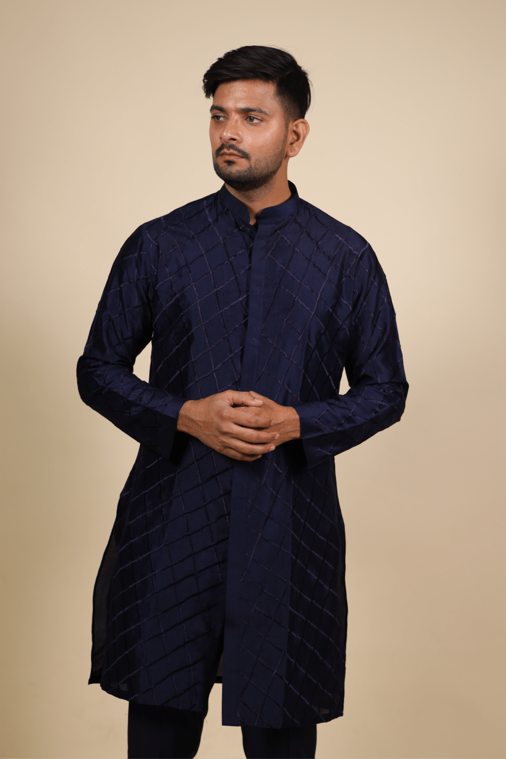 Cut Lattice Designer Men's Kurta by Hilo Design | Grocsy
