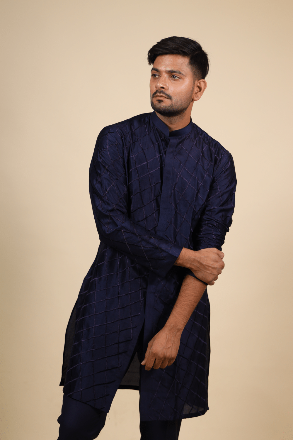 Cut Lattice Designer Men's Kurta by Hilo Design | Grocsy