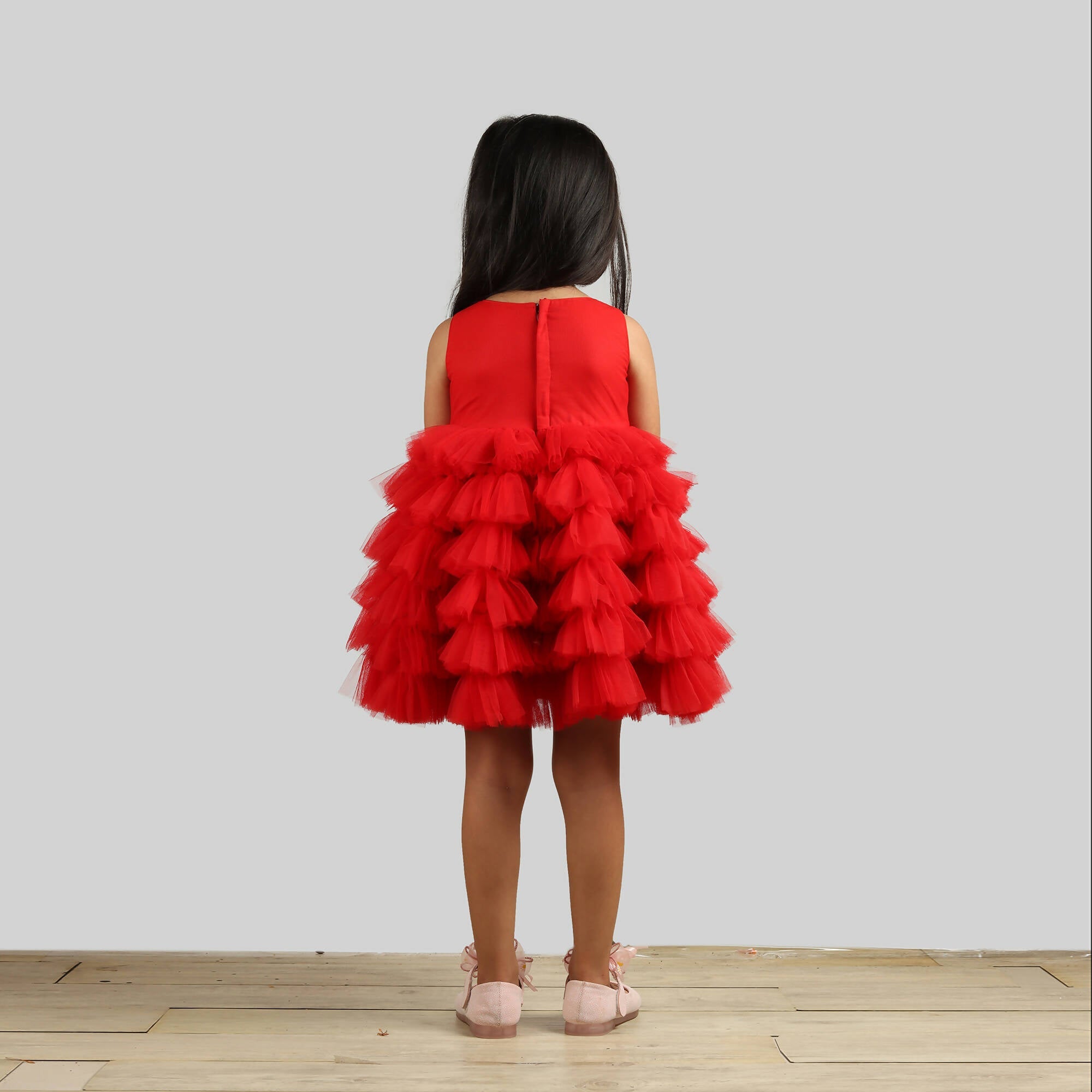 Pink Cow Fashions Red Dress With Frill Bottoms | Grocsy