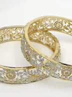 NVR Women's Set of 2 Gold-Polished American Diamond Emblished Handcrafted Bangles | Grocsy