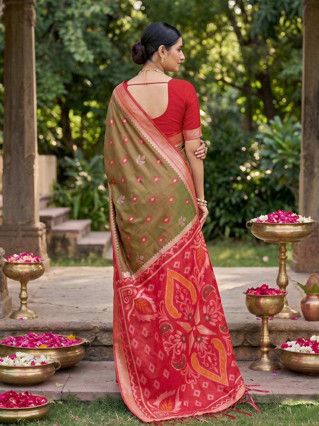 Shree Shyam Fashion Mehndi Soft Silk Saree | Grocsy