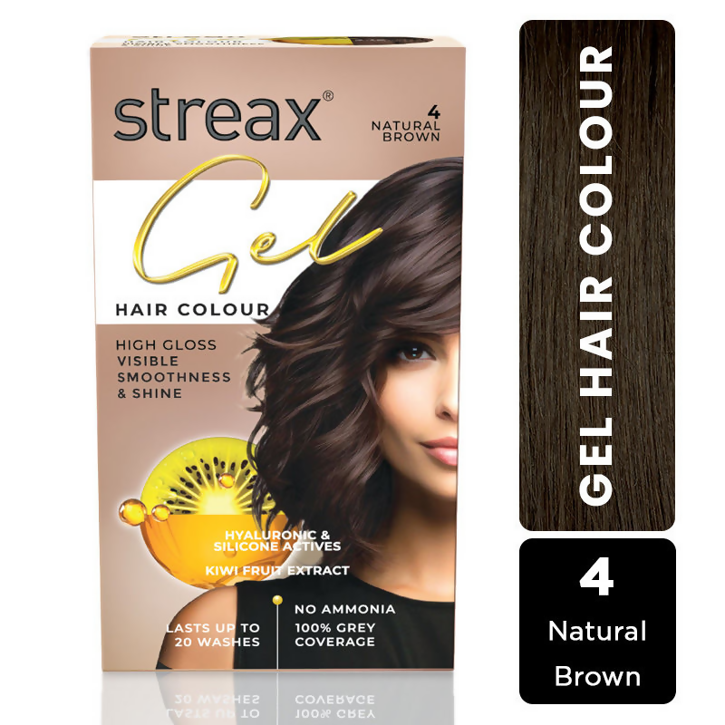 Streax Gel No Ammonia 100% Grey Coverage Hair Color - Natural Brown 4 | Grocsy
