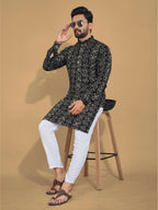 Anaita Black Printed Cotton Straight Kurta | Grocsy