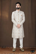 Joban Fashion Men's Off-White Base Silk Kurta with Pyjama | Grocsy