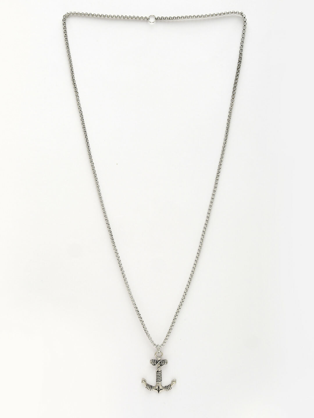 NVR Men's Silver-Plated Stainless Steel Pendant with Chain | Grocsy