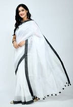 Mominos Fashion Moeza Beautiful Bhagalpuri Handloom Silk White Saree | Grocsy