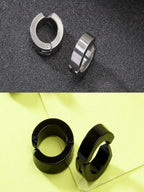 NVR Men's Set of 2 Multicolor Rhodium-Plated Stainless Steel Hoop Earrings