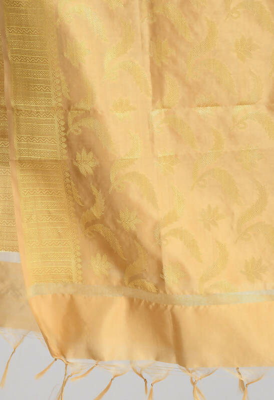 Mominos Fashion Moeza Women's Banarsi Silk Floral Woven Design Golden Dupatta | Grocsy