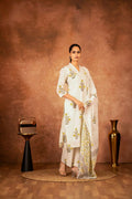 Joban Fashion Off White Yellow Hand Block Printed Cotton Suit Set | Grocsy