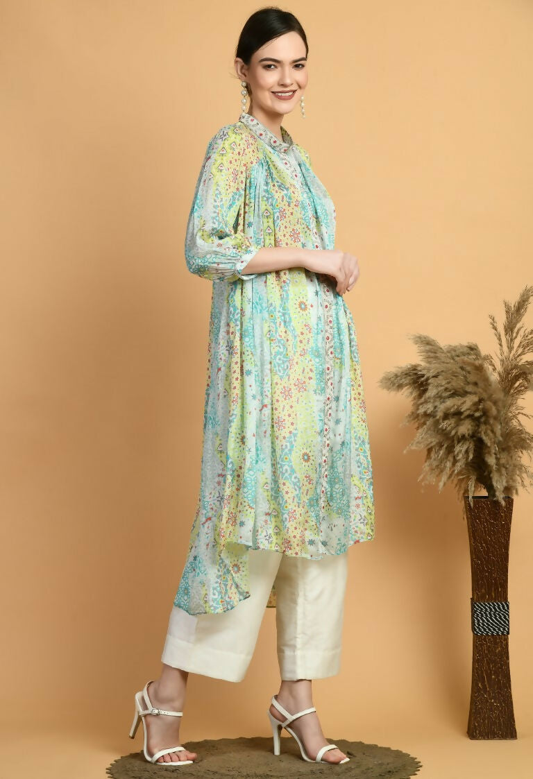 Joban Fashion Print Chinnon Kurta Set | Grocsy