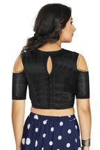 Aastha Fashion Women's Black Art Silk Cold Shoulder Sleeve Readymade Blouse | Grocsy