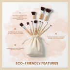 Bronson Professional Bamboo Makeup Brush Set - 11 Pcs | Grocsy