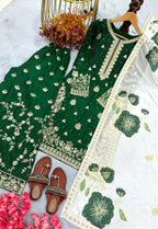 Teeya Creation Green Fendy Silk Beads Work Designer Wedding Wear Salwar Suit | Grocsy