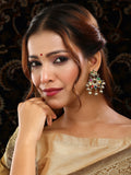 Ruby Raang Gold Polished Multi-Color Navratan Kundan Earrings | Grocsy