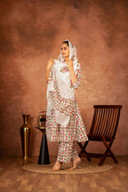 Joban Fashion Red Green Hand Block Printed Cotton Suit Set | Grocsy