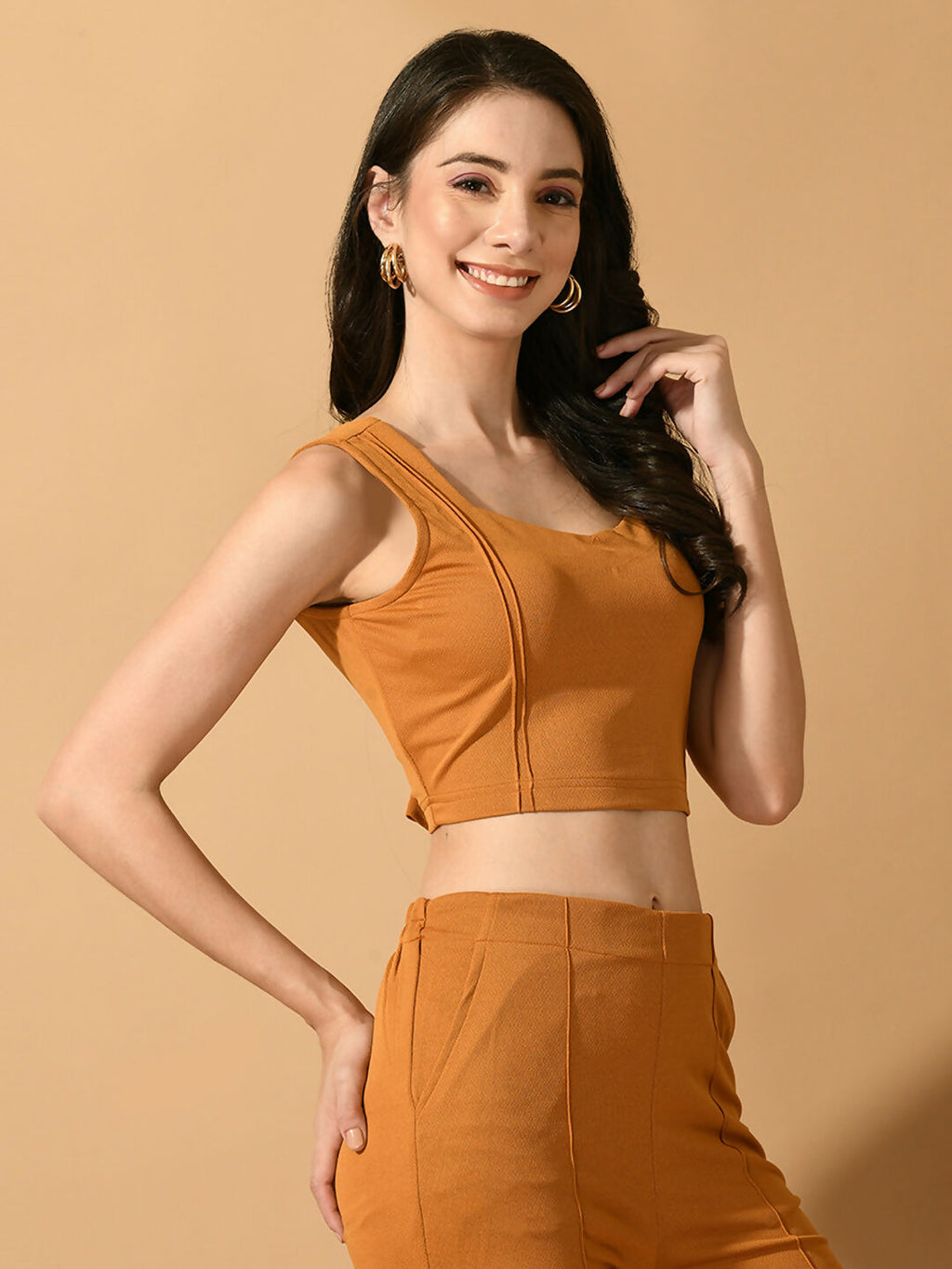 Myshka Women's Mustard Solid Party Top | Grocsy