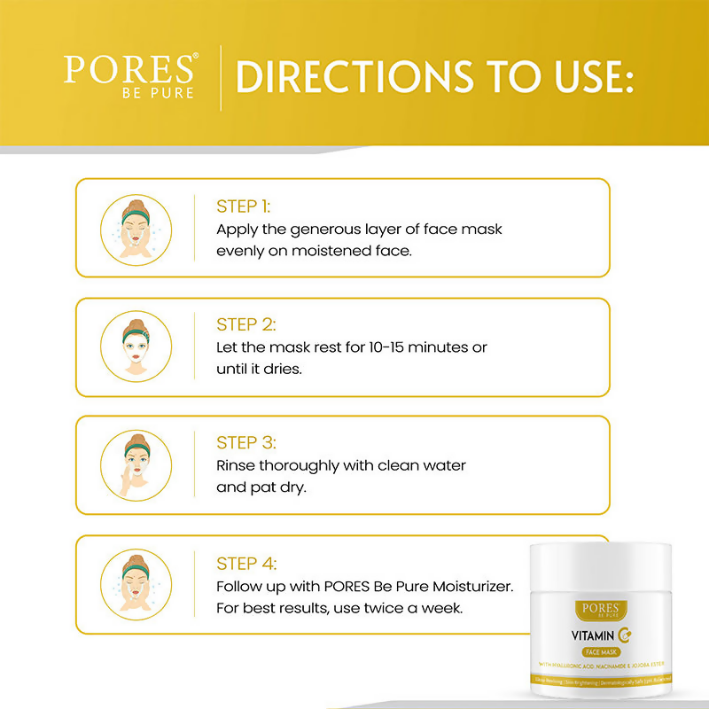 Pores Be Pure Vitamin C Clay Face Mask With Hyaluronic Acid | Grocsy