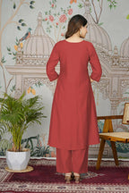 Ethnic Festive Wear Viscose Roman Silk Red Stitched Pant Pair - Rashmika | Grocsy