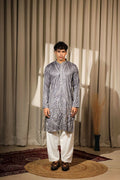 Bluish Grey Viscose Designer Embroidery Work Kurta Set - Mahotsav | Grocsy