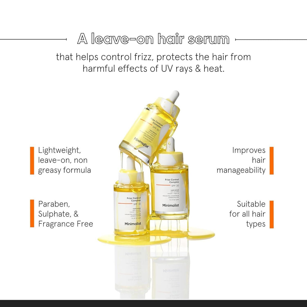 Minimalist Frizz Control Complex SPF 30 Hair Serum | Grocsy