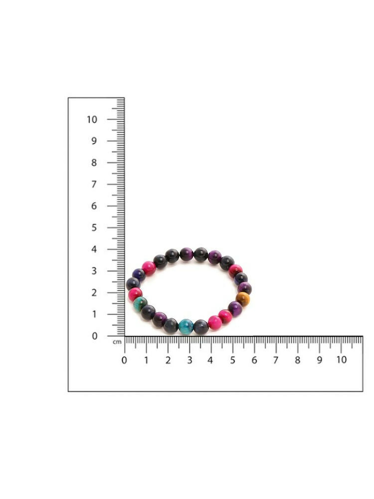 Red Carnelian, Lapis Lazuli, Amethyst and Green Avanturine Multicoloured Black Toned crystal bracelet - Ruby Raang | Grocsy