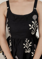 Miravan Womens Floral Printed Black Pure Cotton Kurti With Palazzo | Grocsy