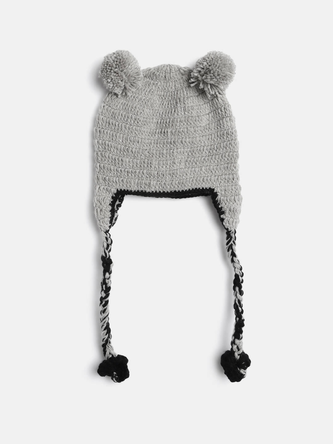 Chutput Kids Woollen Hand Knitted Kuala Bear Detail Cap - Grey | Grocsy
