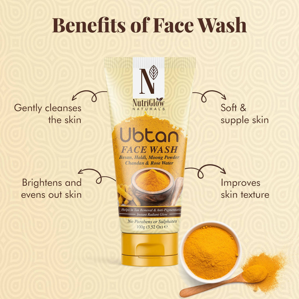 NutriGlow NATURAL'S Ubtan Face & Body Scrub with Besan, Moong Powder | Grocsy