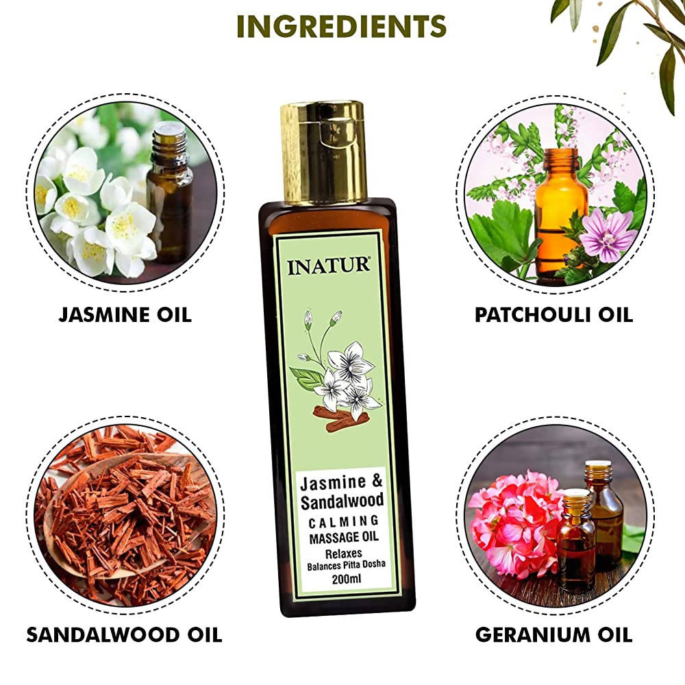 Inatur Jasmine & Sandalwood Calming Massage Oil | Grocsy