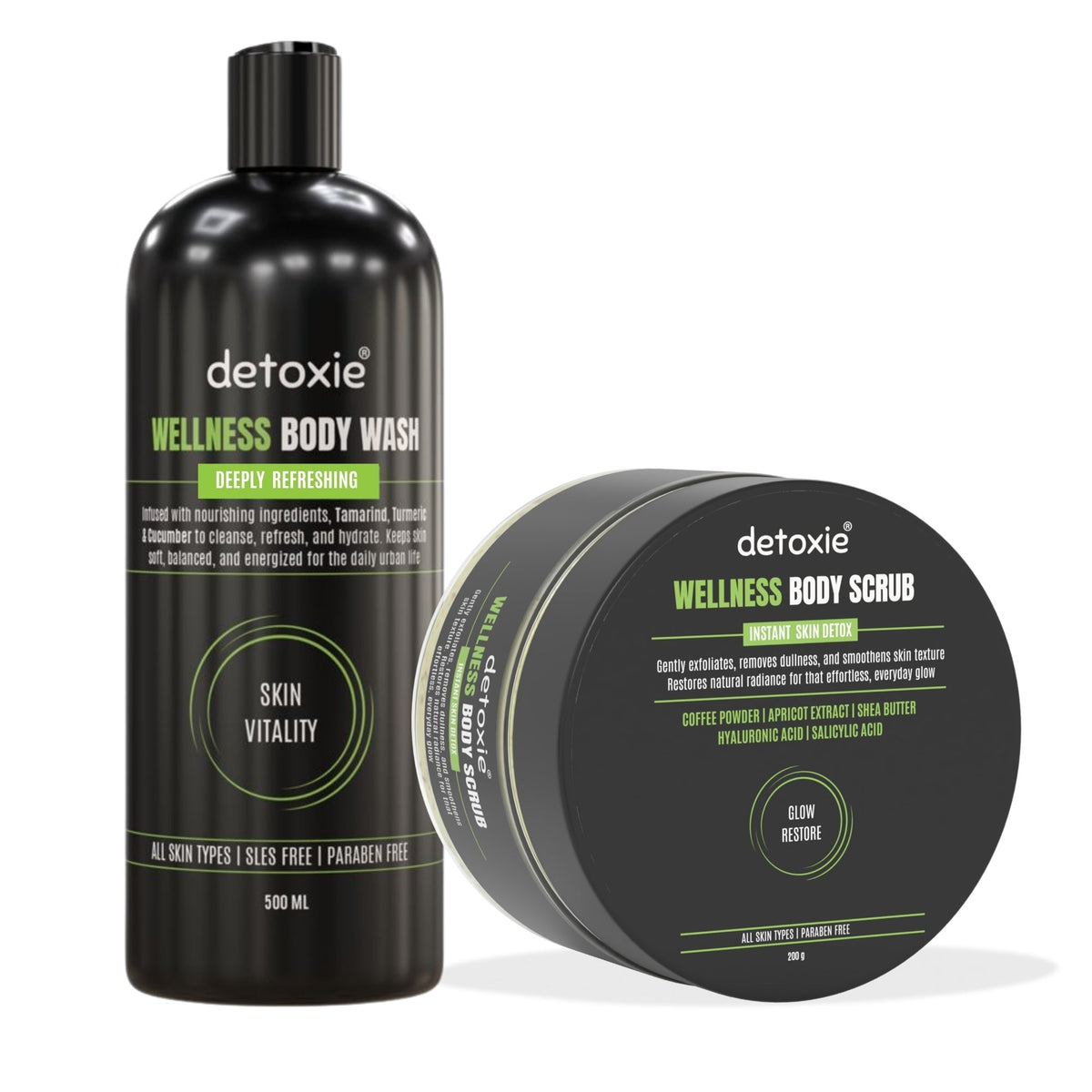 Detoxie Wellness Body Wash & Body Scrub Combo | Grocsy