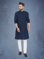 Even Apparels Men's Pure Cotton Blue Kurta | Grocsy