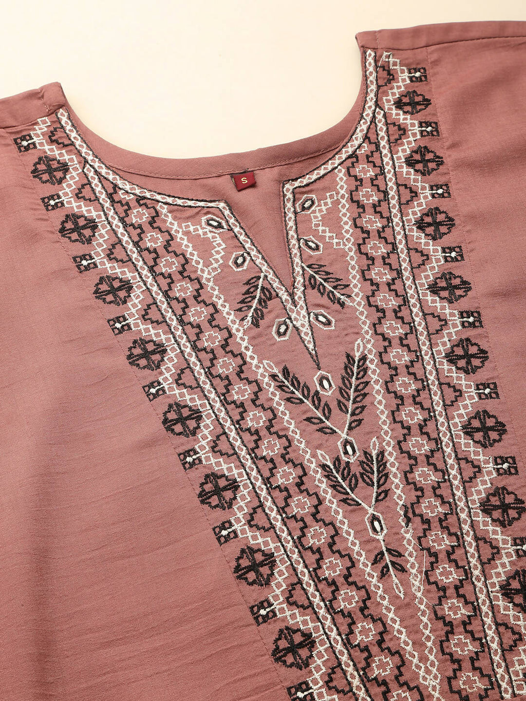 Brown Chinon Floral Embroidered Top - Zeny | Grocsy