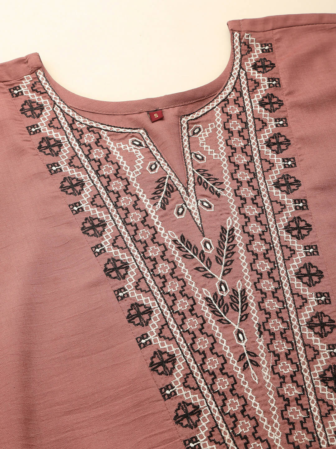 Brown Chinon Floral Embroidered Top - Zeny | Grocsy