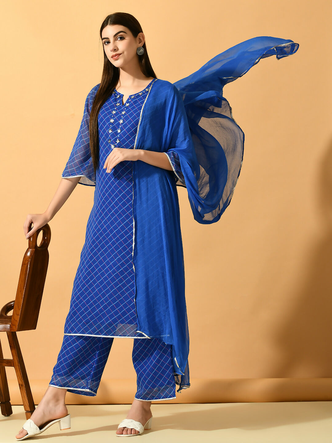 Myshka Women's Blue Embroidered Party Kurta Sets | Grocsy