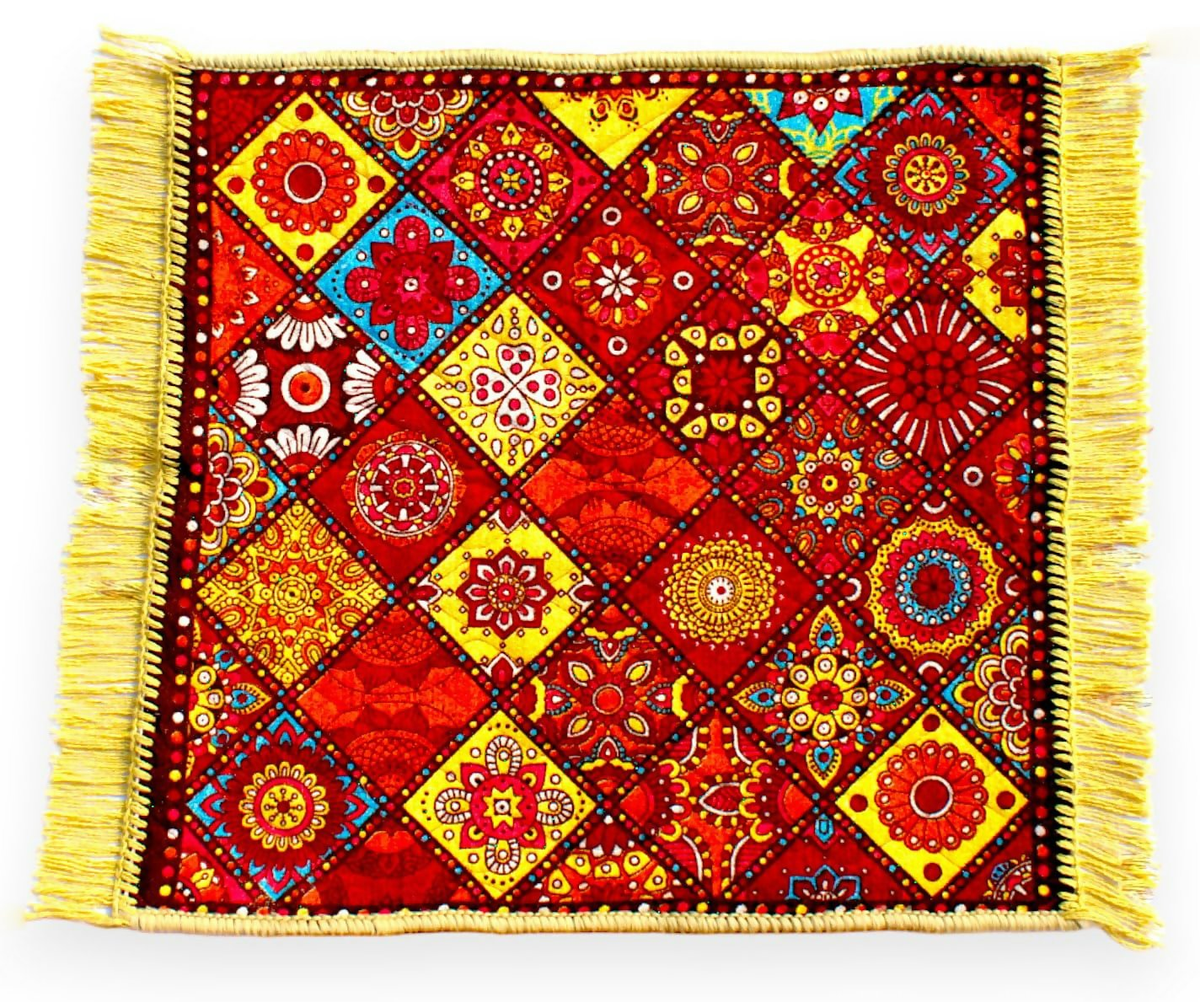 Glun 24 * 24 Inch Velvet Multipurpose Square Carpet Or Mat For Pooja Aasan, Sitting, Meditation 2 Piece Pack | Grocsy