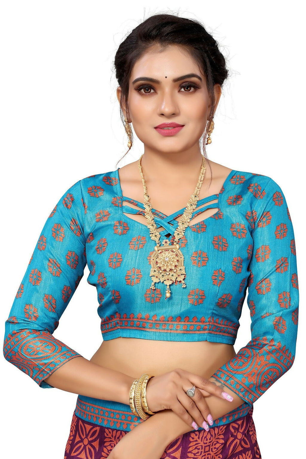 Vamika Purple Printed Art Silk Saree | Grocsy