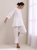 trueBrowns White Dobby Baggy Sleeve Co-Ord Set | Grocsy
