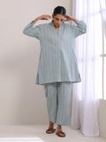 trueBrowns Eggshell Blue Dobby Relaxed Fit Co-Ord Set | Grocsy